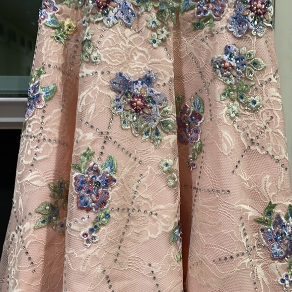 Colette by MonCheri hi and low beaded lace gown - Picture 10 of 11